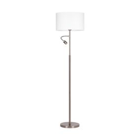 Lampa Podłogowa SPOT Light 1xE27 Max.60W 1xLED Zintegrowany 3W Minimalistyczny Styl w Satynie i Bieli 1szt.