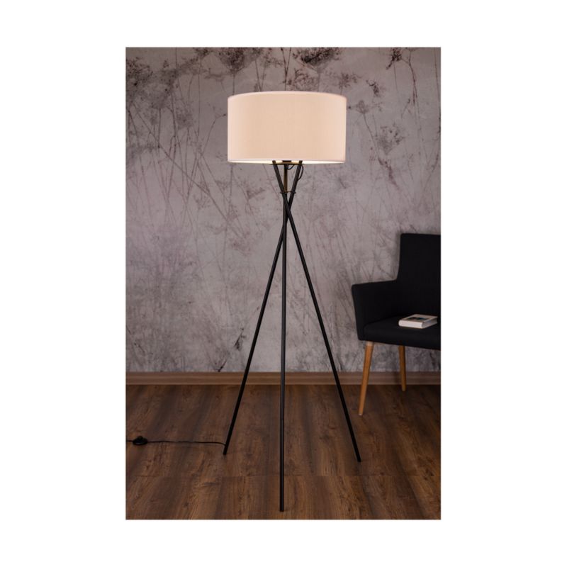 Lampa Podłogowa SPOT Light 1xE27 Max.60W Czarna Podstawa z Białym Abażurem, Polski Producent 1szt.
