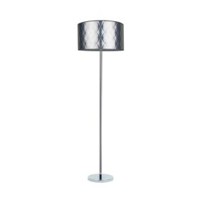 Lampa Podłogowa SPOT Light  1xE27 Max.60W Eleganckie Połączenie Chromu z Srebrną Tkaniną, Polski Producent, 1 szt.
