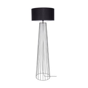 Lampa Podłogowa SPOT Light 1xE27 Max.60W Klasyczna Czarna Podstawa w Połączeniu z Czarnym Abażurem, 1 szt.