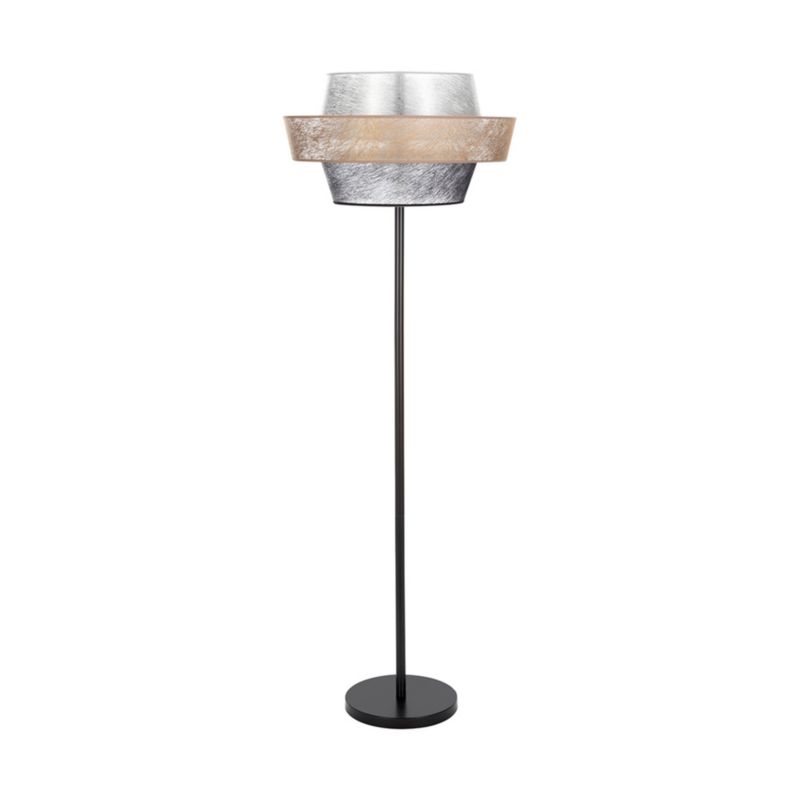Lampa Podłogowa SPOT Light 1xE27 Max.60W Klasyczna Czarna Podstawa z Czarno Złoto Srebrnym Abażurem, 1 szt.