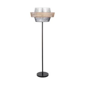 Lampa Podłogowa SPOT Light 1xE27 Max.60W Klasyczna Czarna Podstawa z Czarno Złoto Srebrnym Abażurem, 1 szt.