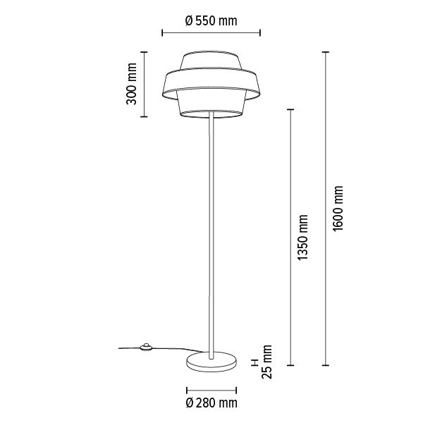 Lampa Podłogowa SPOT Light 1xE27 Max.60W Klasyczna Czarna Podstawa z Czarno Złoto Srebrnym Abażurem, 1 szt.