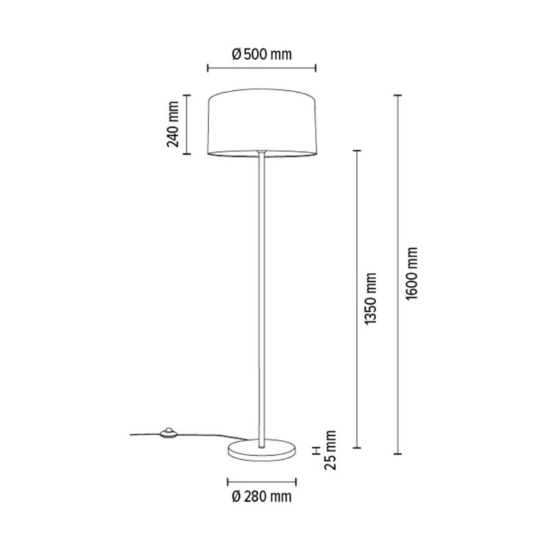 Lampa Podłogowa SPOT Light 1xE27 Max.60W Połączenie Chromu z Klasycznym Szarym Abażurem, Polski Producent, 1 szt.