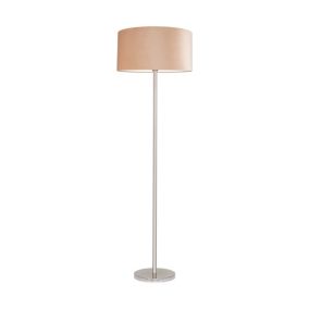 Lampa Podłogowa SPOT Light 1xE27 Max.60W Satyna w Połączeniu z Beżową Tkaniną, Polski Producent, 1 szt.