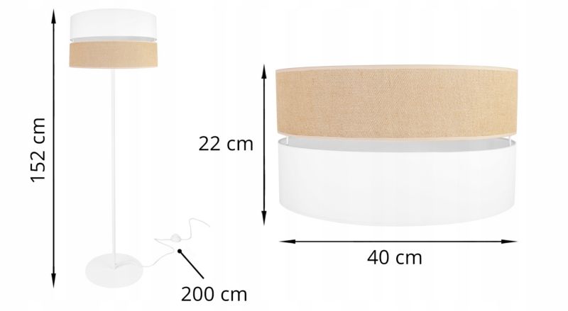 Lampa podłogowa stojąca Light Home LH Juta 1x E27 60W 40cm metal biały 1szt.