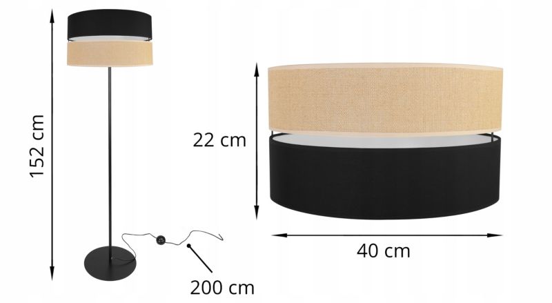 Lampa podłogowa stojąca Light Home LH Juta 1x E27 60W 40cm metal czarny 1szt.