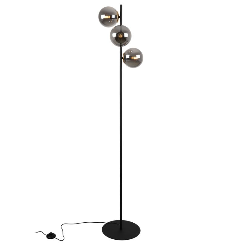 Lampa podłogowa stojąca Light Home LH Siena 3x E27 60W czarny/złoty klosz grafitowy 1szt.