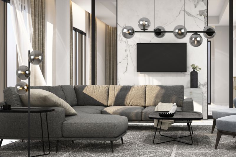 Lampa podłogowa stojąca Light Home LH Siena 3x E27 60W czarny/złoty klosz grafitowy 1szt.