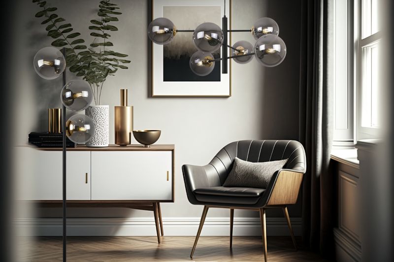 Lampa podłogowa stojąca Light Home LH Siena 3x E27 60W czarny/złoty klosz grafitowy 1szt.