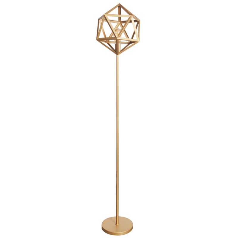 Stojací stojací lampa Polux Denmark, zlatá, 1 x E27 x 20W, rozměry: 165 x 35 x 35 cm - 1 ks.
