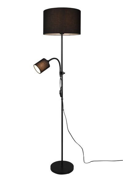 Stojací lampa RL Owen, černá lampa na čtení 2 x E14 / E27 x 52W rozměry: 160 x 36 x 36 cm - 1 ks.