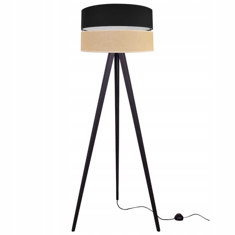 Lampa podłogowa stojąca trójnóg Light Home LH Juta 1x E27 60W 45cm drewno czarny 1szt.