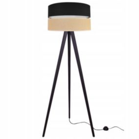 Lampa podłogowa stojąca trójnóg Light Home LH Juta 1x E27 60W 45cm drewno czarny 1szt.