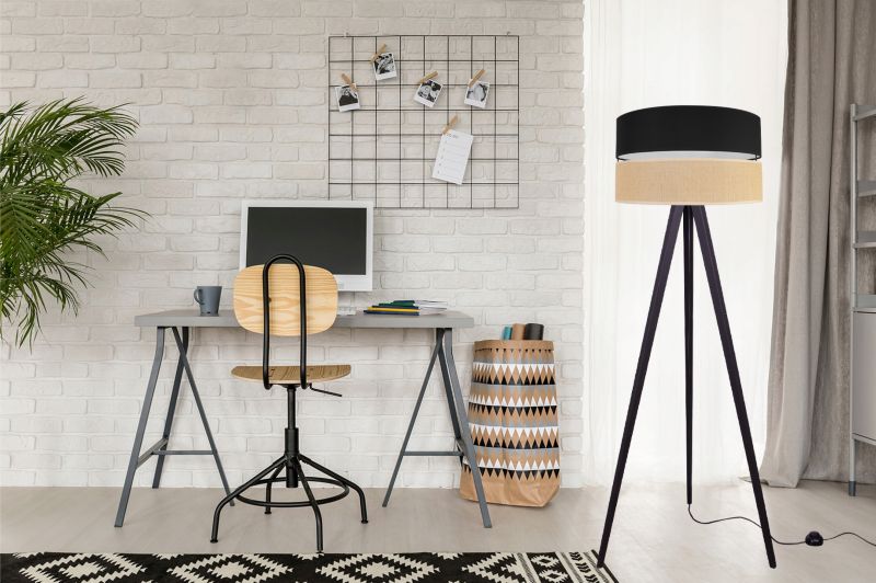 Lampa podłogowa stojąca trójnóg Light Home LH Juta 1x E27 60W 45cm drewno czarny 1szt.