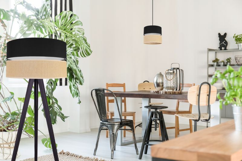 Lampa podłogowa stojąca trójnóg Light Home LH Juta 1x E27 60W 45cm drewno czarny 1szt.