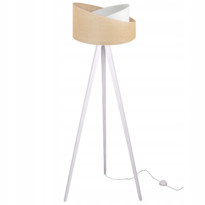 Lampa podłogowa trójnóg Light Home LH Juta Drewno 1x E27 60W nogi grube biały/naturalny 1szt.