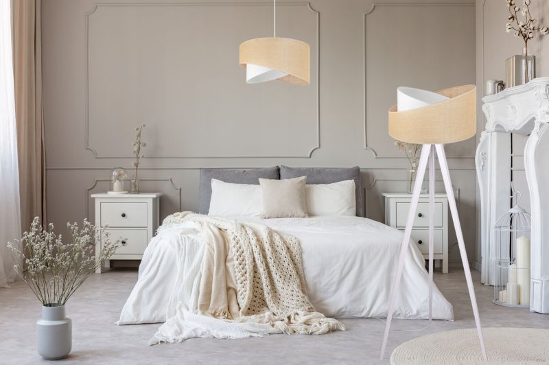 Lampa podłogowa trójnóg Light Home LH Juta Drewno 1x E27 60W nogi grube biały/naturalny 1szt.