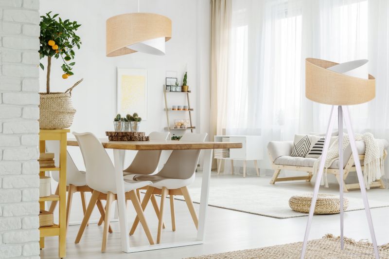 Lampa podłogowa trójnóg Light Home LH Juta Drewno 1x E27 60W nogi grube biały/naturalny 1szt.