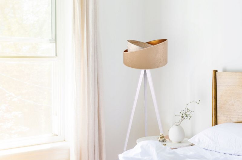 Lampa podłogowa trójnóg Light Home LH Werona Drewno 1x E27 60W beż/biały 1szt.