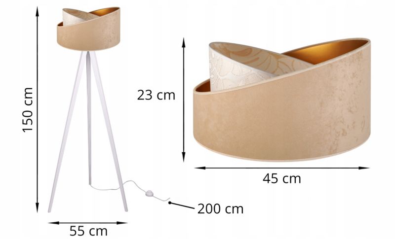 Lampa podłogowa trójnóg Light Home LH Werona Drewno 1x E27 60W beż/biały 1szt.