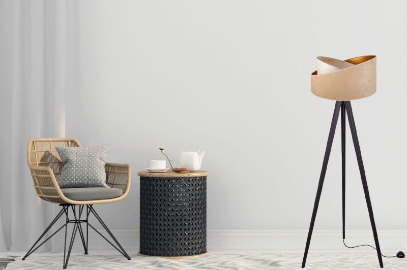 Lampa podłogowa trójnóg Light Home LH Werona Drewno 1x E27 60W beż/czarny 1szt.