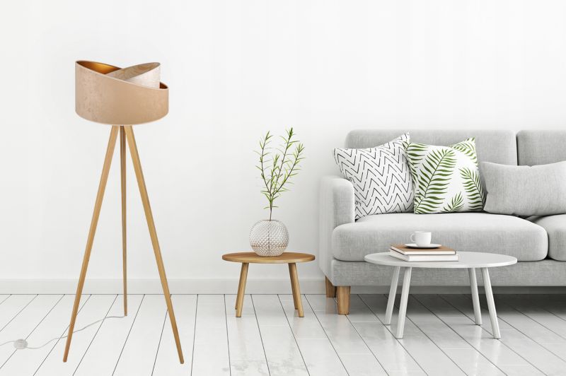 Lampa podłogowa trójnóg Light Home LH Werona Drewno 1x E27 60W beż/naturalny 1szt.