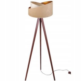 Lampa podłogowa trójnóg Light Home LH Werona Drewno 1x E27 60W beż/palisander 1szt.