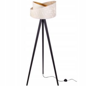 Lampa podłogowa trójnóg Light Home LH Werona Drewno 1x E27 60W ecru/czarny 1szt.