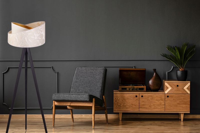 Lampa podłogowa trójnóg Light Home LH Werona Drewno 1x E27 60W ecru/czarny 1szt.