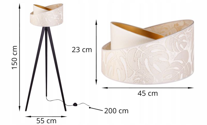Lampa podłogowa trójnóg Light Home LH Werona Drewno 1x E27 60W ecru/czarny 1szt.