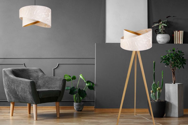 Lampa podłogowa trójnóg Light Home LH Werona Drewno 1x E27 60W ecru/naturalny 1szt.