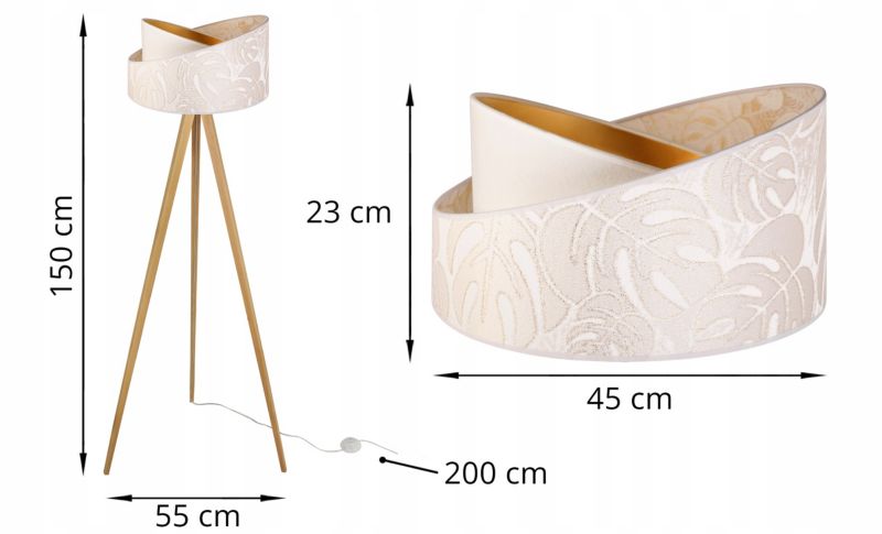 Lampa podłogowa trójnóg Light Home LH Werona Drewno 1x E27 60W ecru/naturalny 1szt.