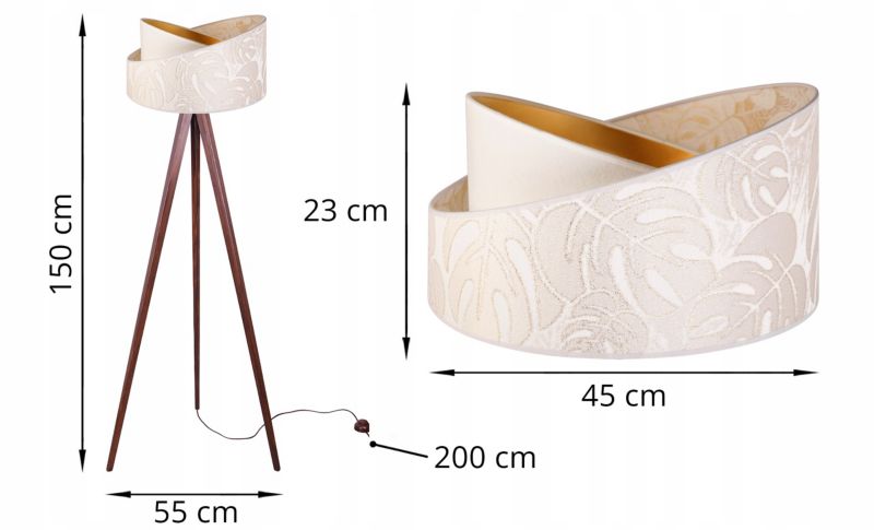 Lampa podłogowa trójnóg Light Home LH Werona Drewno 1x E27 60W ecru/palisander 1szt.