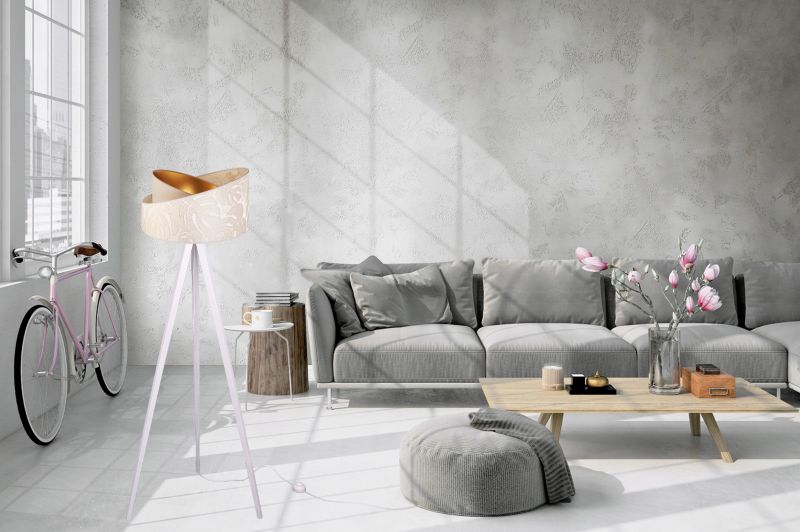 Lampa podłogowa trójnóg Light Home LH Werona Drewno 1x E27 60W kremowy/biały 1szt.