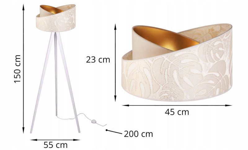 Lampa podłogowa trójnóg Light Home LH Werona Drewno 1x E27 60W kremowy/biały 1szt.