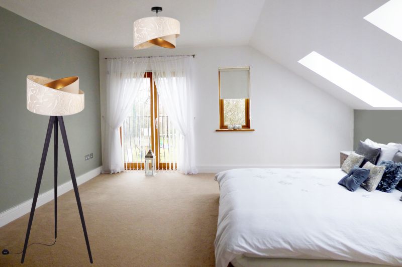 Lampa podłogowa trójnóg Light Home LH Werona Drewno 1x E27 60W kremowy/czarny 1szt.