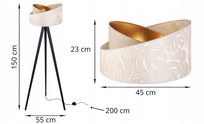Lampa podłogowa trójnóg Light Home LH Werona Drewno 1x E27 60W kremowy/czarny 1szt.