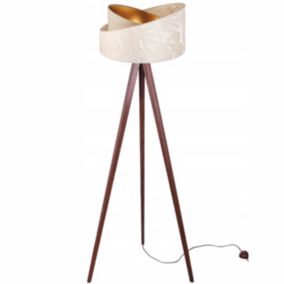 Lampa podłogowa trójnóg Light Home LH Werona Drewno 1x E27 60W kremowy/palisander 1szt.