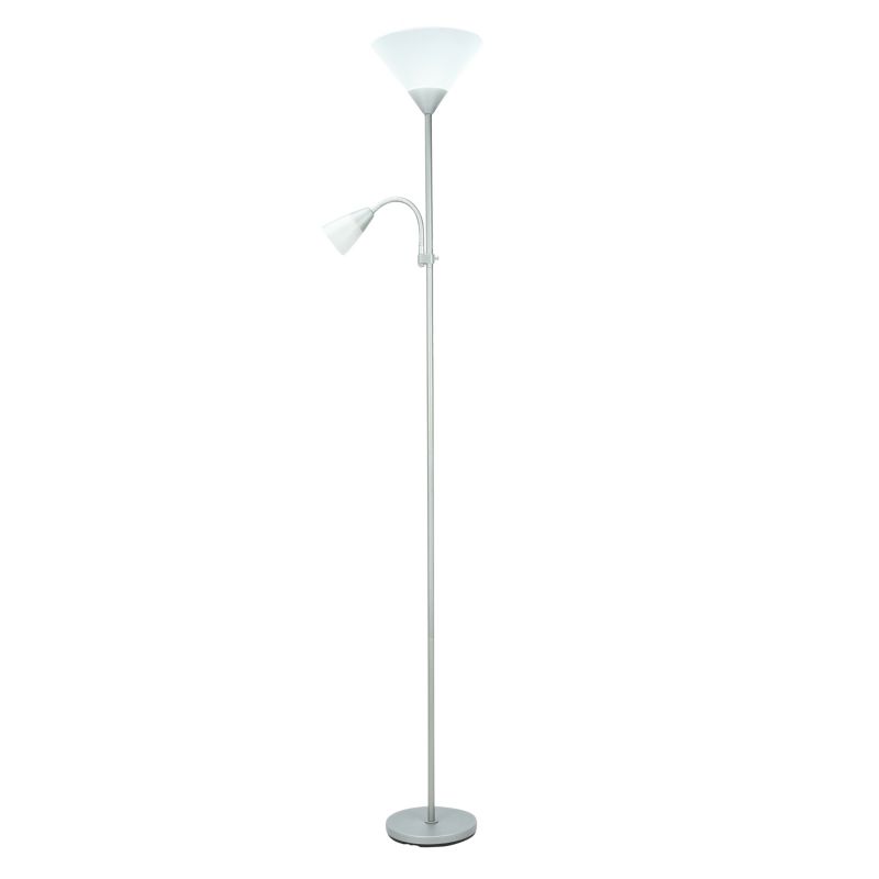 E27 E14 stříbrná stojací lampa.