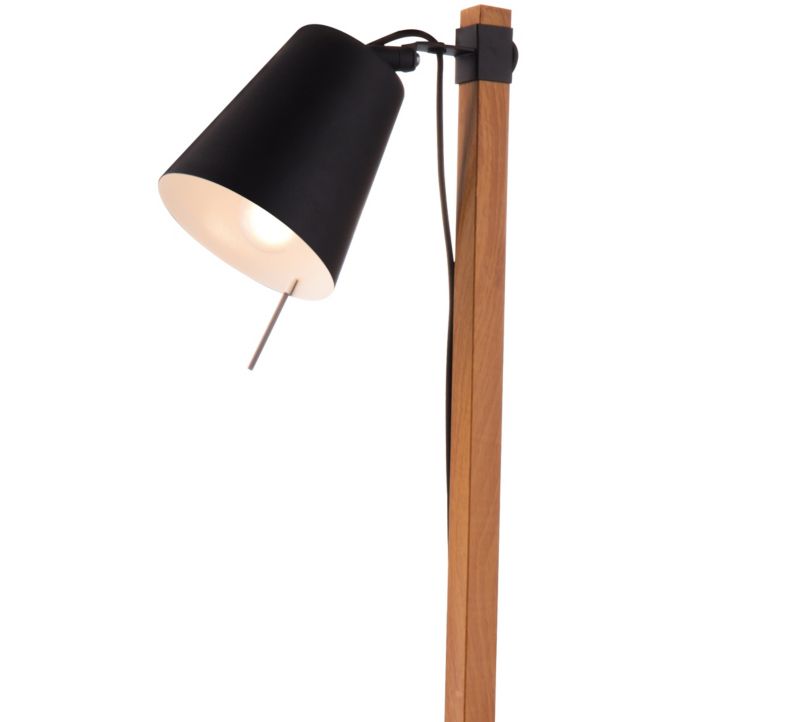 Lampa podłogowa GoodHome Menonry 1-punktowa E27 czarna/drewno