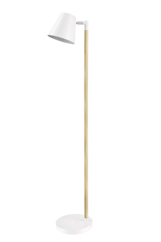 Lampa podłogowa GoodHome Mulanje 1-punktowa E14 biała/drewno