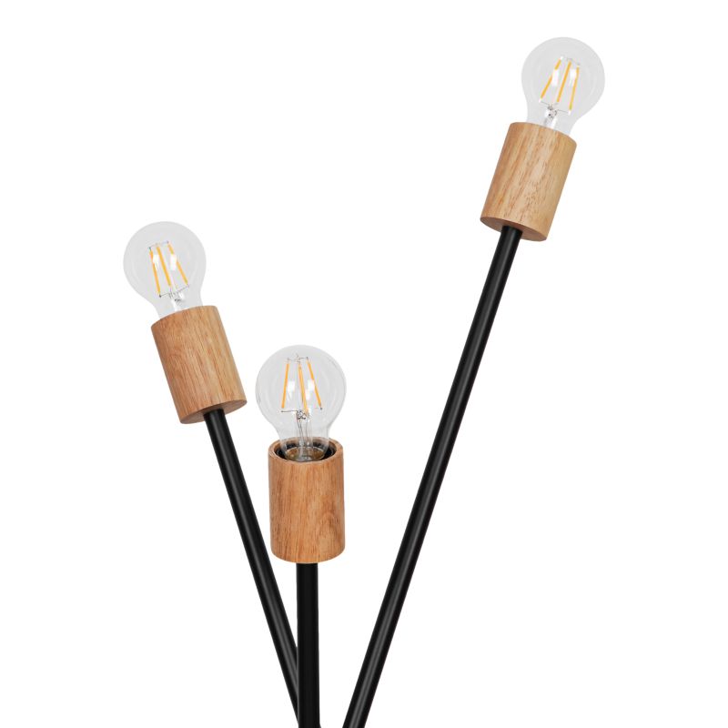 Lampa podłogowa GoodHome Stellata 3 x E27 czarno drewniana
