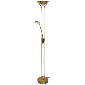 Lampa podłogowa LED GoodHome Pulmoz mosiądz