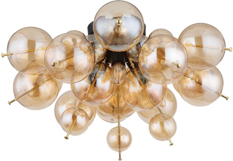 Lampa podsufitowa Globo Lighting Udo 3x25W, czarny/złoty/bursztyn, IP20, bez żarówek, 1 szt.