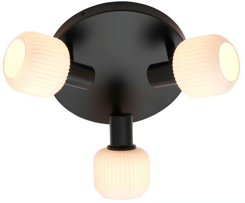 Lampa podsufitowa Milford Nordlux 3-punktowa czarna szklana metalowa 1 szt.