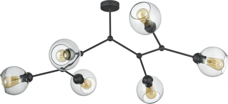 Lampa podsufitowa TK Lighting Fairy 6x60W E27 grafit/czarny, szkło i metal IP20, 1 szt.