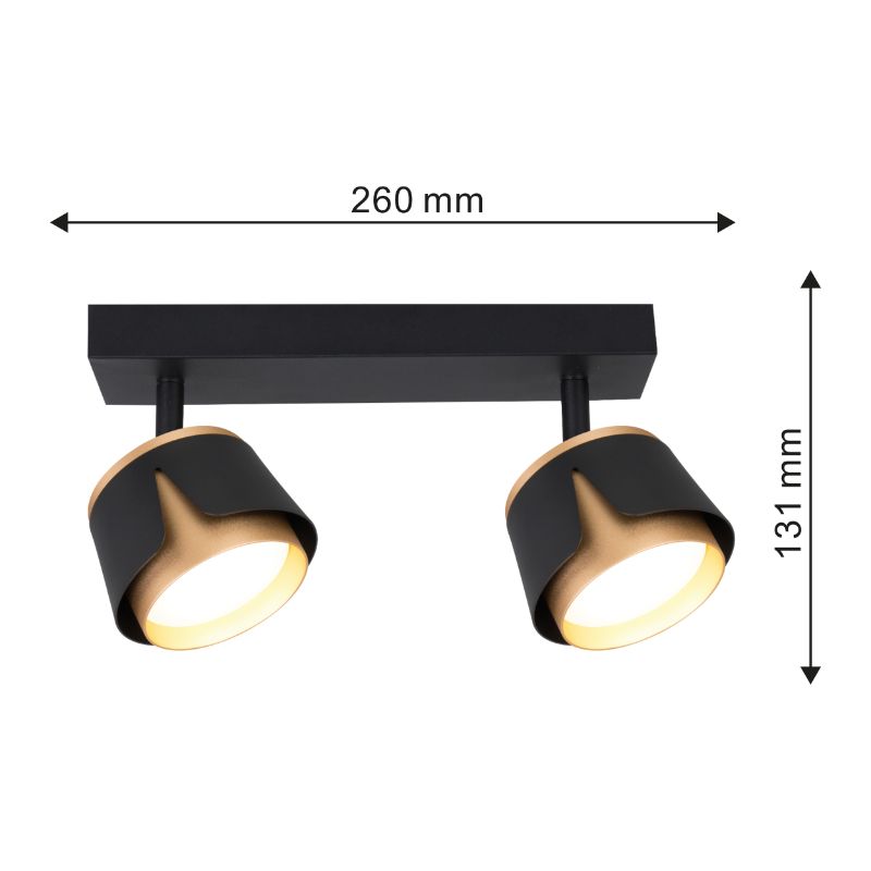 Lampa punktowa 2 x GX53, DPM, czarno-złota, 1szt