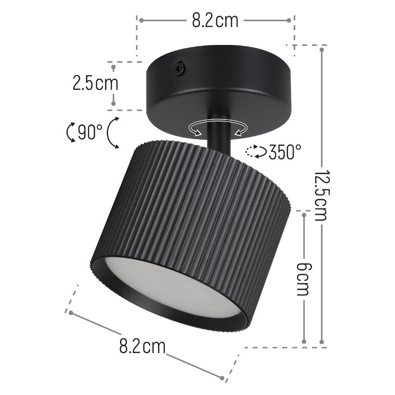 Lampa punktowa, DPM, 1 x GX53, czarna, 1szt