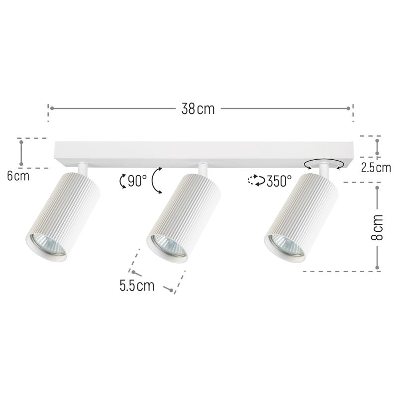 Lampa punktowa, DPM, 3xGU10, biała, 1 szt.